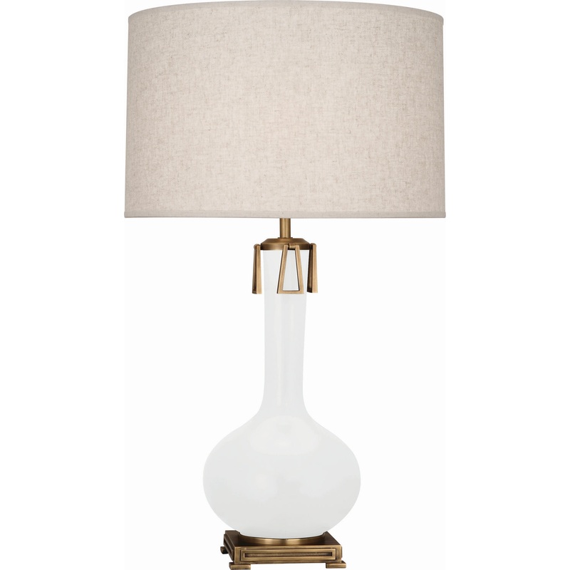 Athena One Light Table Lamp in Matte Lily Glazed w/Aged Brass