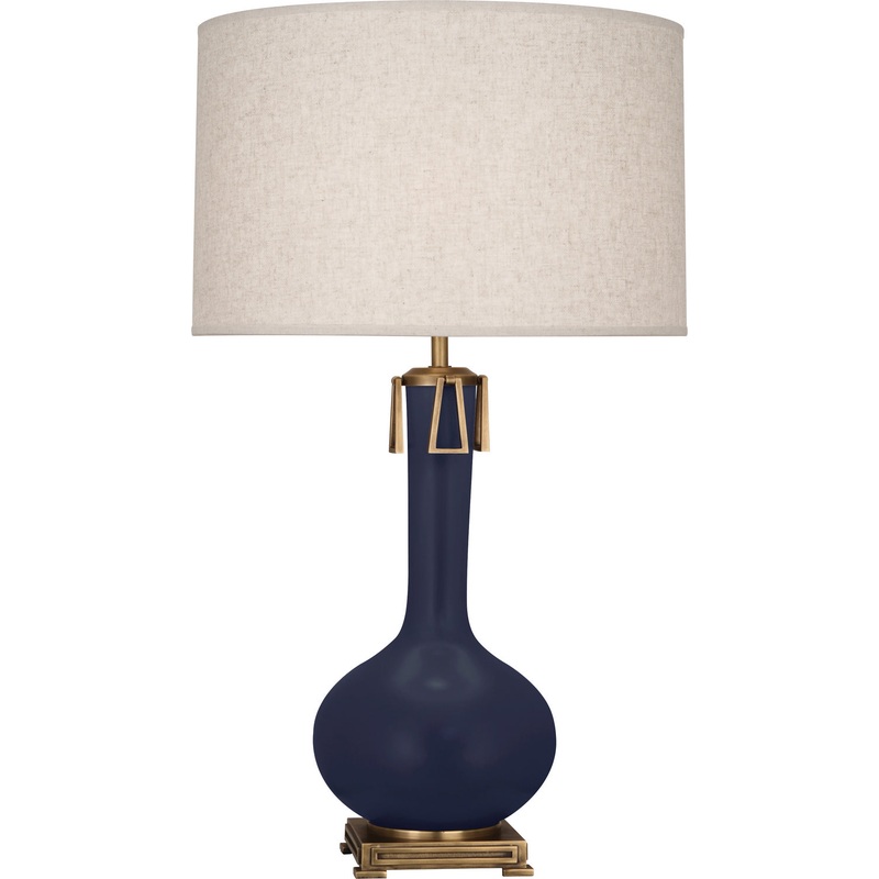 Athena One Light Table Lamp in Matte Midnight Blue Glazed w/Aged Brass