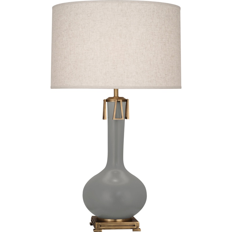 Athena One Light Table Lamp in Matte Smoky Taupe Glazed w/Aged Brass