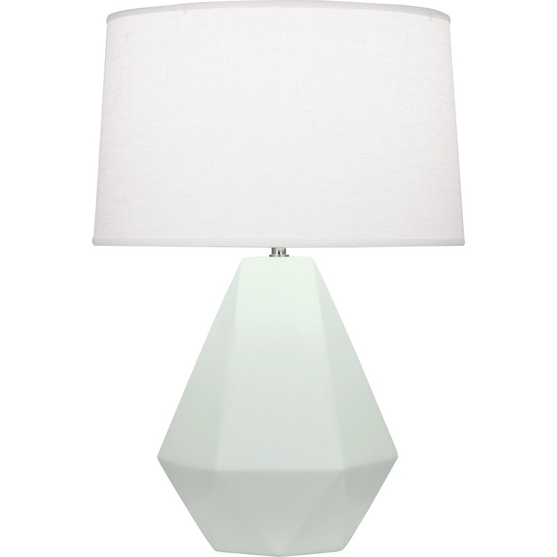 Delta One Light Table Lamp in Matte Celadon Glazed w/Polished Nickel