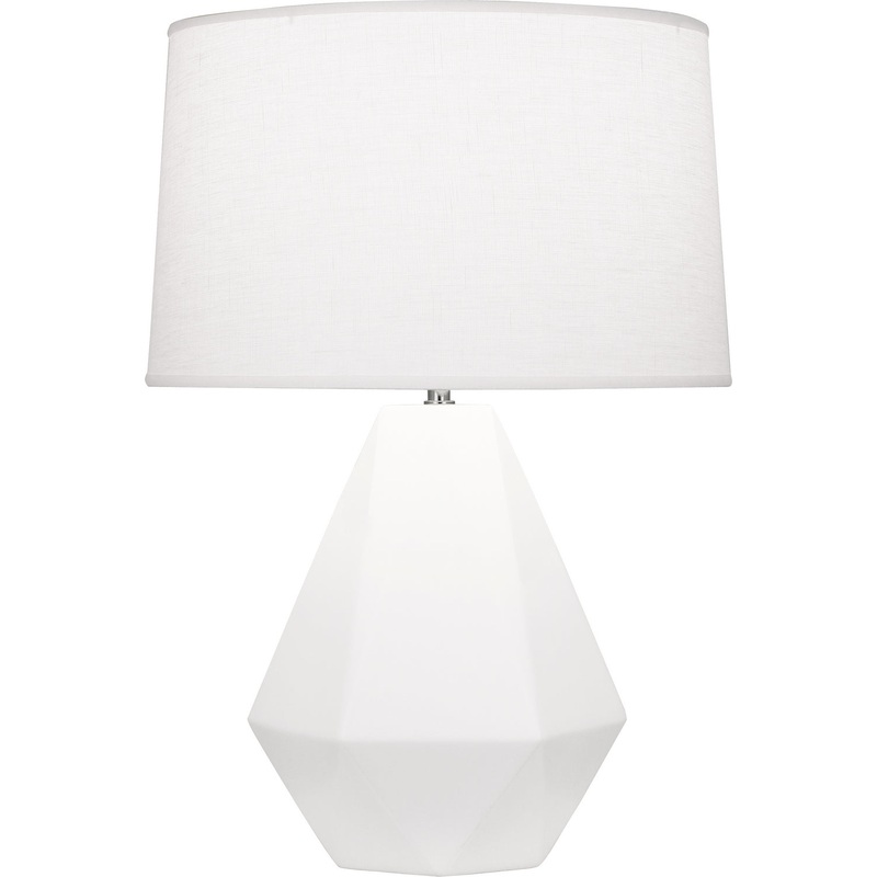 Delta One Light Table Lamp in Matte Lily Glazed w/Polished Nickel