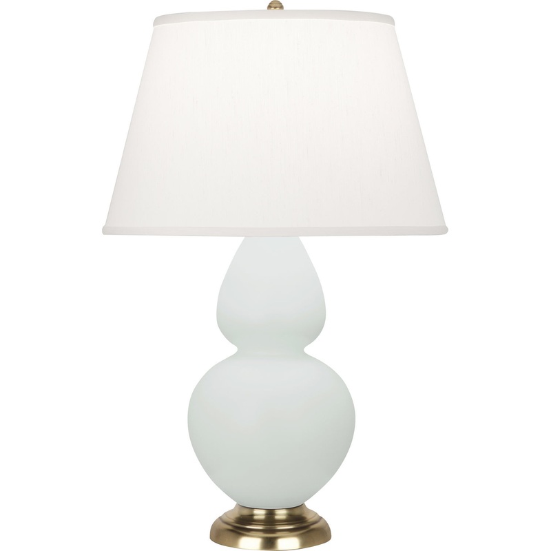 Double Gourd One Light Table Lamp in Matte Celadon Glazed w/Antique Brass