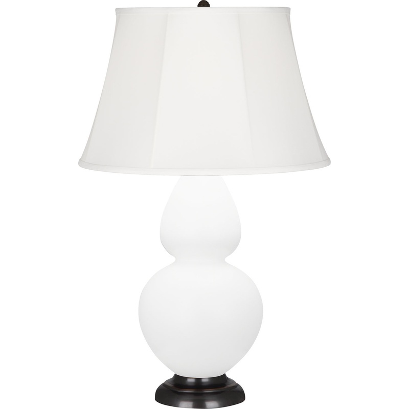 Double Gourd One Light Table Lamp in Matte Lily Glazed w/Deep Patina Bronze