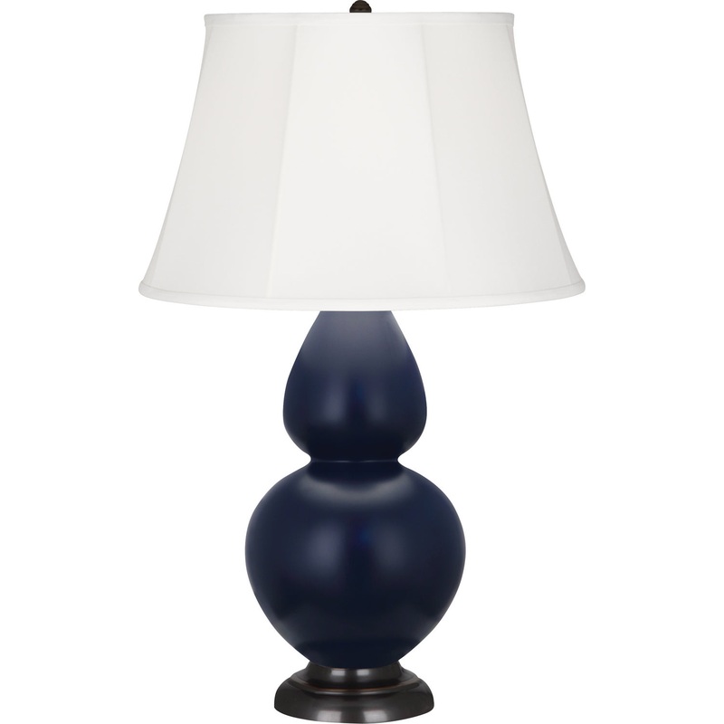 Double Gourd One Light Table Lamp in Matte Midnight Blue Glazed w/Deep Patina Bronze