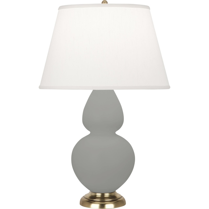 Double Gourd One Light Table Lamp in Matte Smoky Taupe Glazed w/Antique Natural Brass
