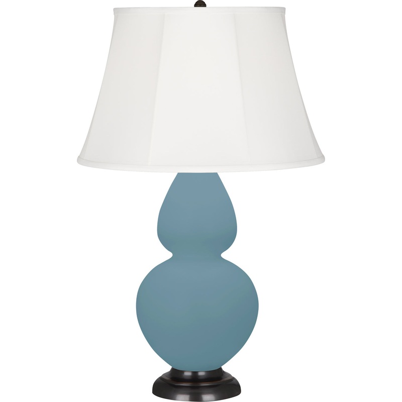 Double Gourd One Light Table Lamp in Matte Steel Blue Glazed w/Deep Patina Bronze