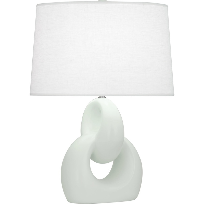 Fusion One Light Table Lamp in Matte Celadon Glazed w/Polished Nickel