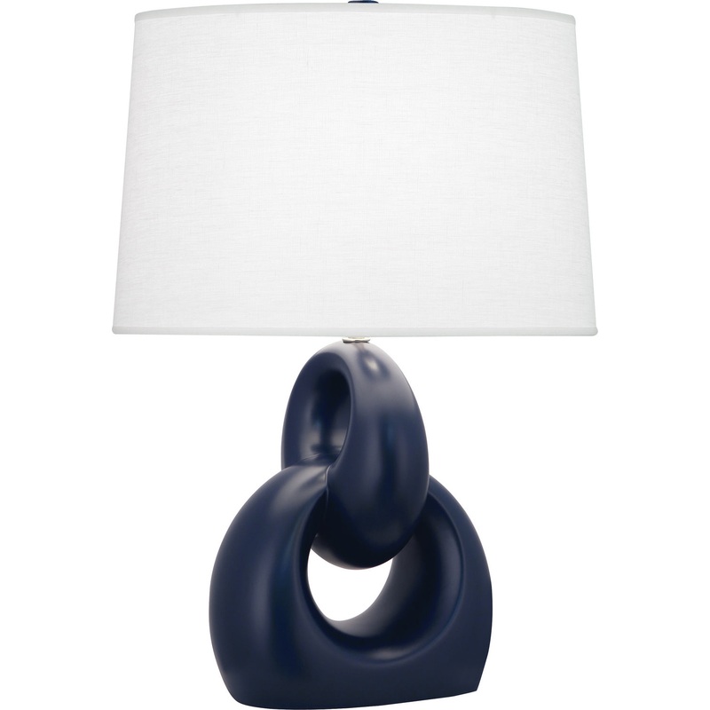 Fusion One Light Table Lamp in Matte Midnight Blue Glazed w/Polished Nickel