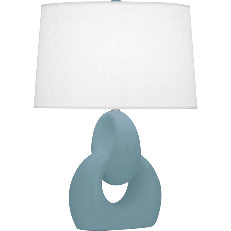 Fusion One Light Table Lamp in Matte Steel Blue Glazed w/Polished Nickel