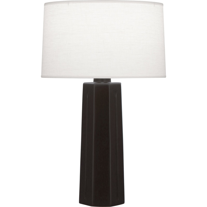 Mason One Light Table Lamp in Matte Coffee Glazed w/Polished Nickel
