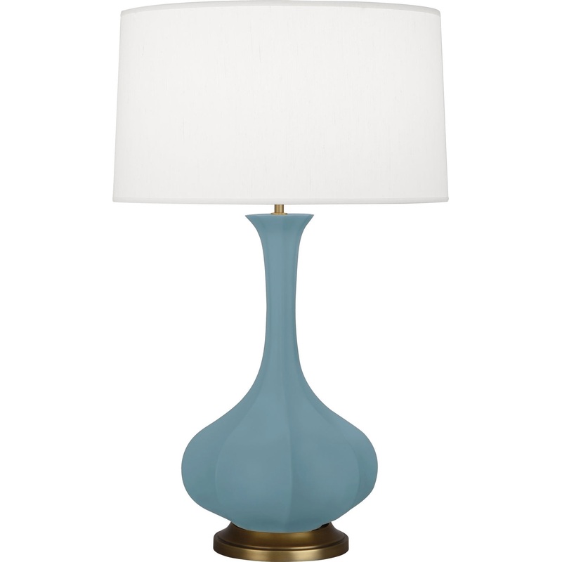 Pike One Light Table Lamp in Matte Steel Blue Glazed w/Aged Brass