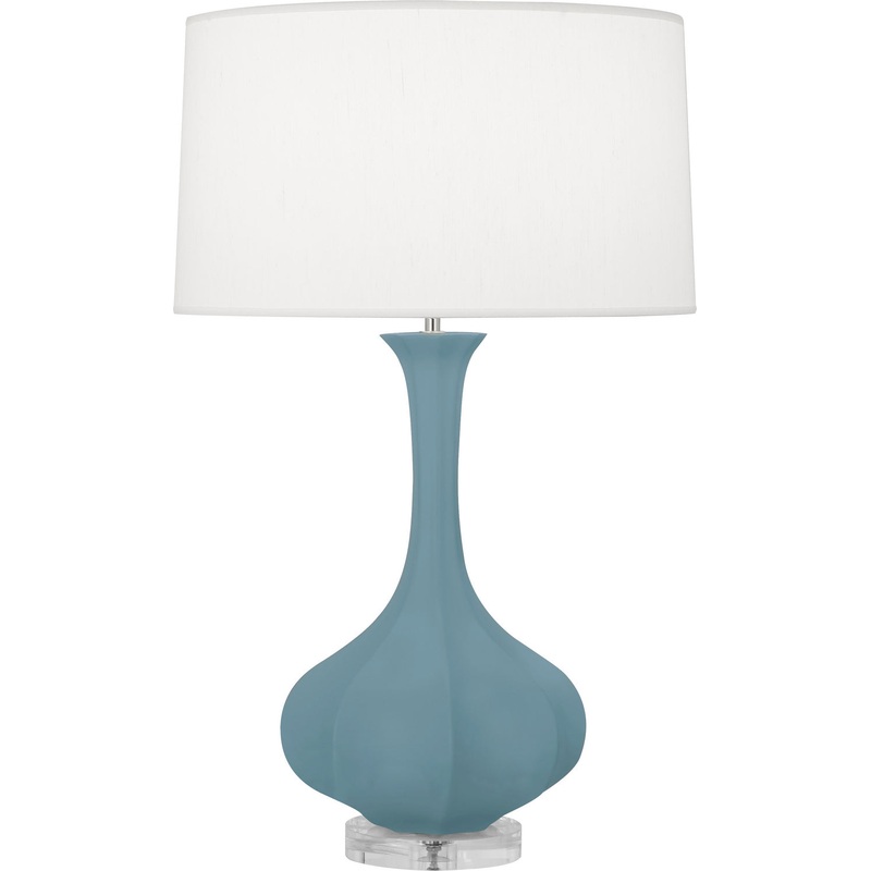 Pike One Light Table Lamp in Matte Steel Blue Glazed w/Lucite Base
