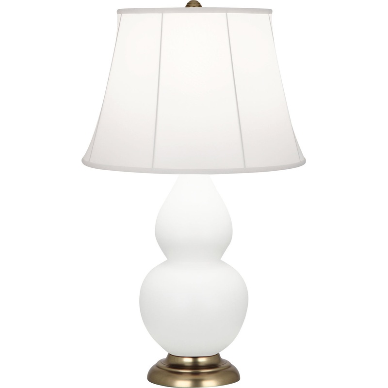 Small Double Gourd One Light Accent Lamp in Matte Lily Glazed w/Antique Natural Brass