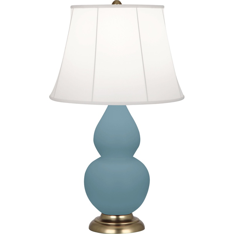 Small Double Gourd One Light Accent Lamp in Matte Steel Blue Glazed w/Antique Brass