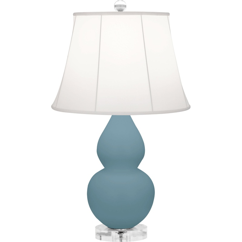 Small Double Gourd One Light Accent Lamp in Matte Steel Blue Glazed w/Lucite Base