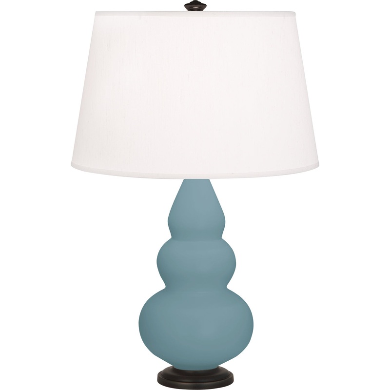 Small Triple Gourd One Light Accent Lamp in Matte Steel Blue Glazed w/Deep Patina Bronze