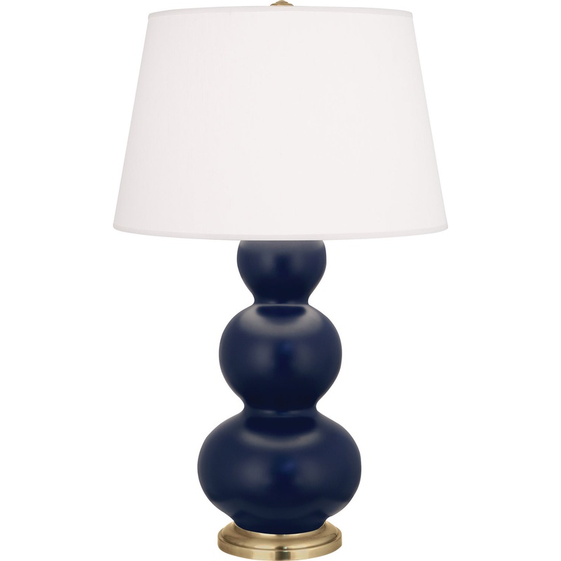 Triple Gourd One Light Table Lamp in Matte Midnight Blue Glazed w/Antique Brass