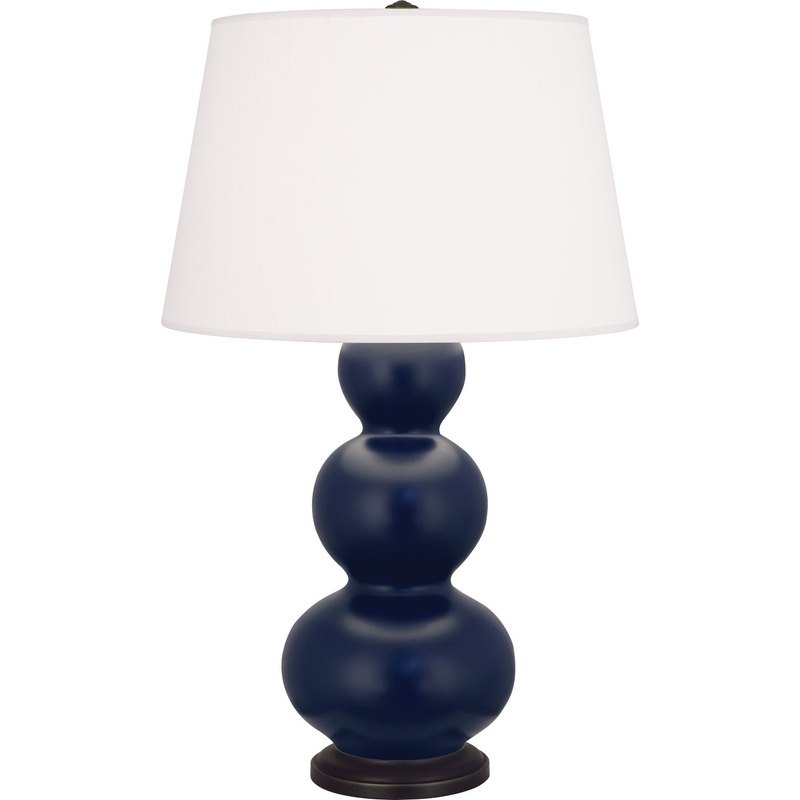 Triple Gourd One Light Table Lamp in Matte Midnight Blue Glazed w/Deep Patina Bronze