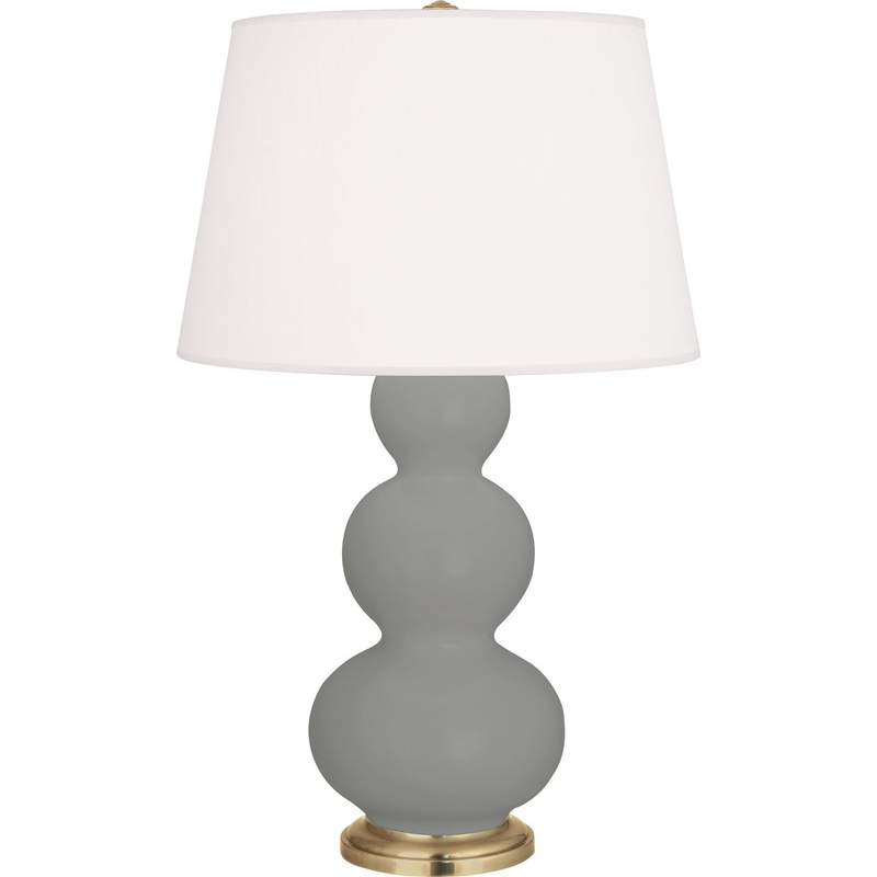 Triple Gourd One Light Table Lamp in Matte Smoky Taupe Glazed w/Antique Natural Brass