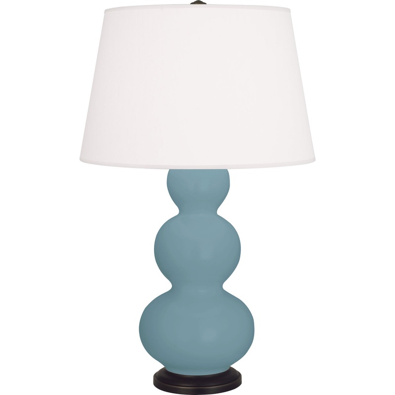 Triple Gourd One Light Table Lamp in Matte Steel Blue Glazed w/Deep Patina Bronze