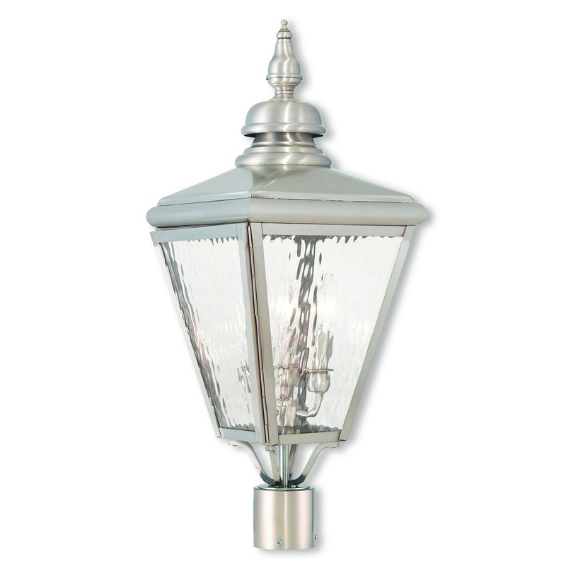 Cambridge Three Light Post-Top Lanterm in Brushed Nickel