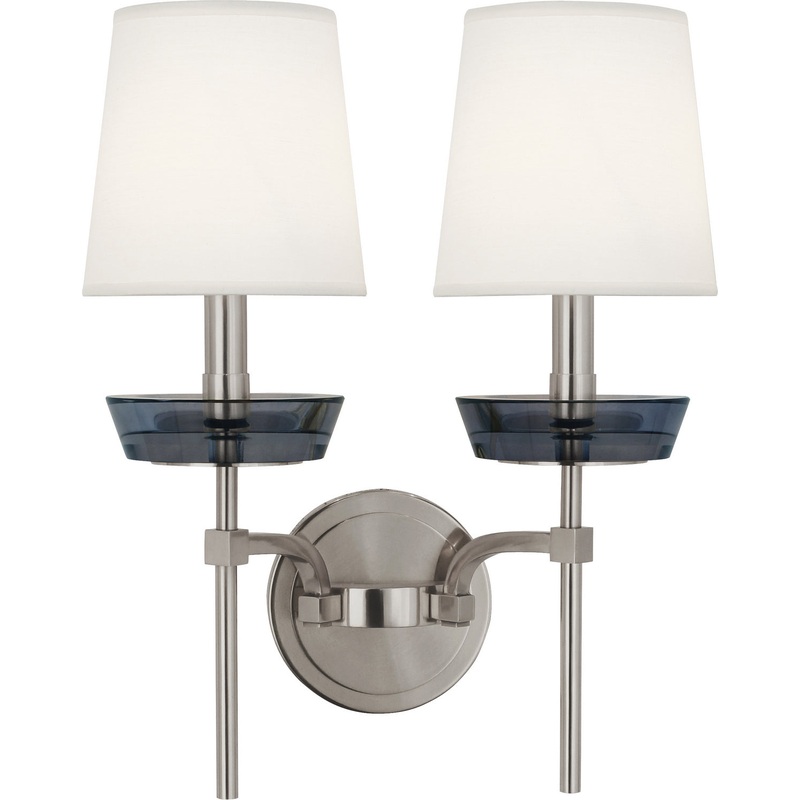 Cristallo Two Light Wall Sconce in Polished Nickel w/ Smoke Crystal