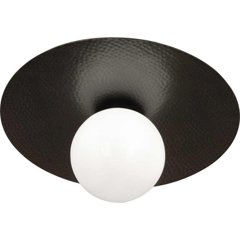 Dal LED Flushmount in Deep Patina Bronze w/White Glass Shade