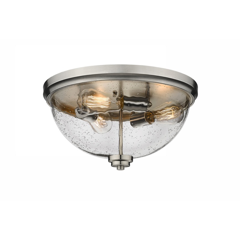Flush Mounts Three Light Flush Mount in Brushed Nickel