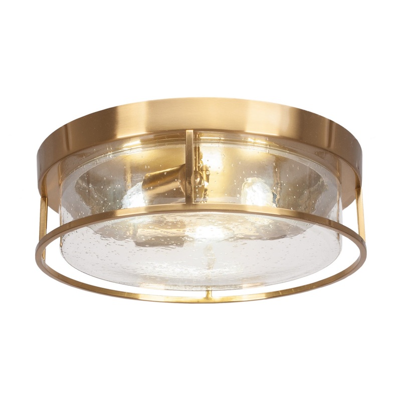 Flush Mounts Three Light Flush Mount in New Age Brass