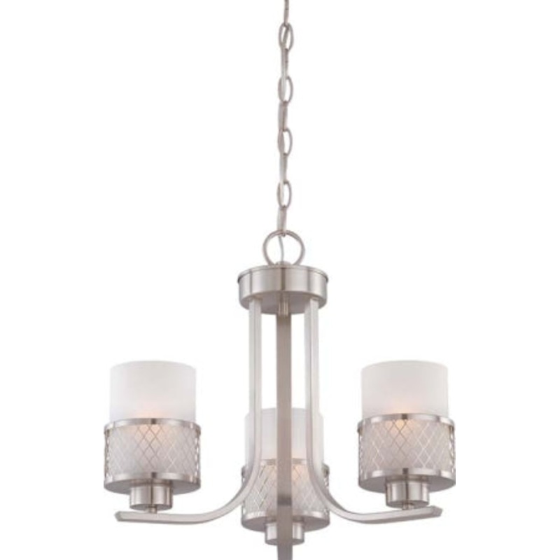Fusion Three Light Chandelier in Brushed Nickel