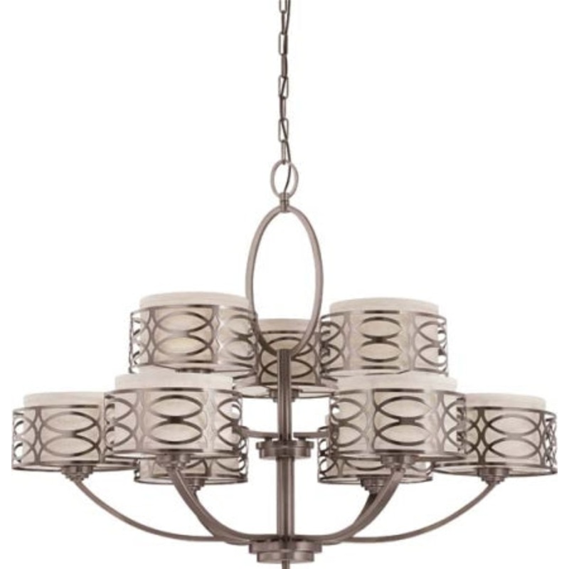Harlow Nine Light Chandelier in Hazel Bronze