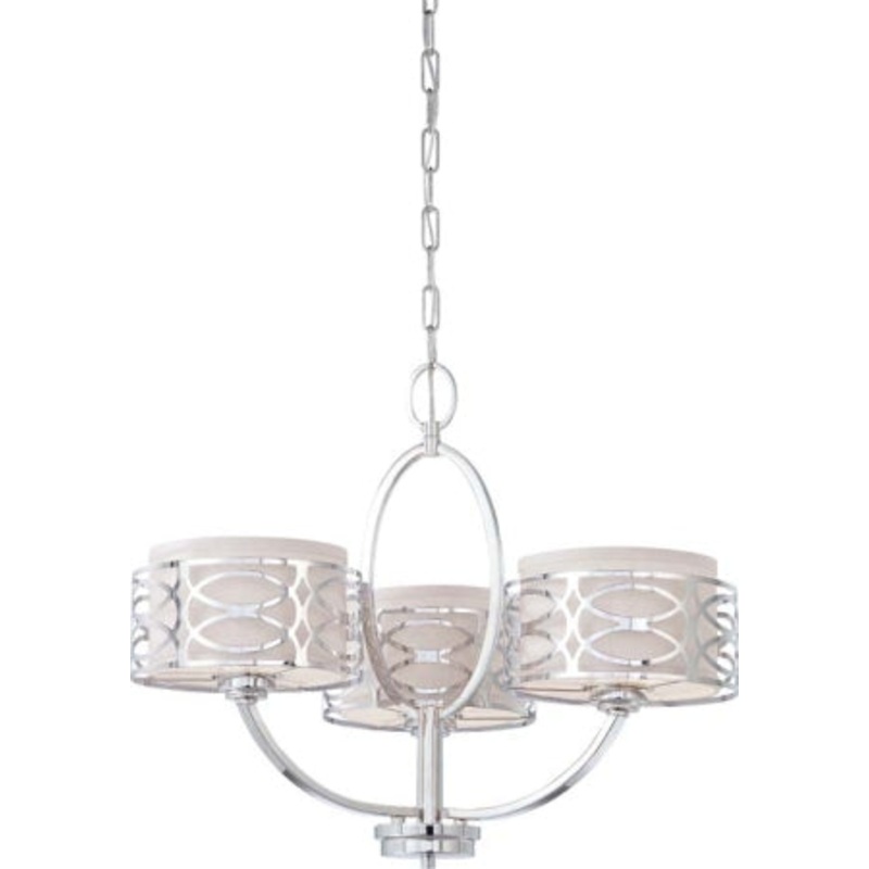 Harlow Three Light Chandelier in Polished Nickel