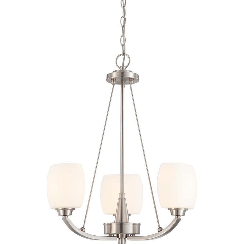 Helium Three Light Chandelier in Brushed Nickel