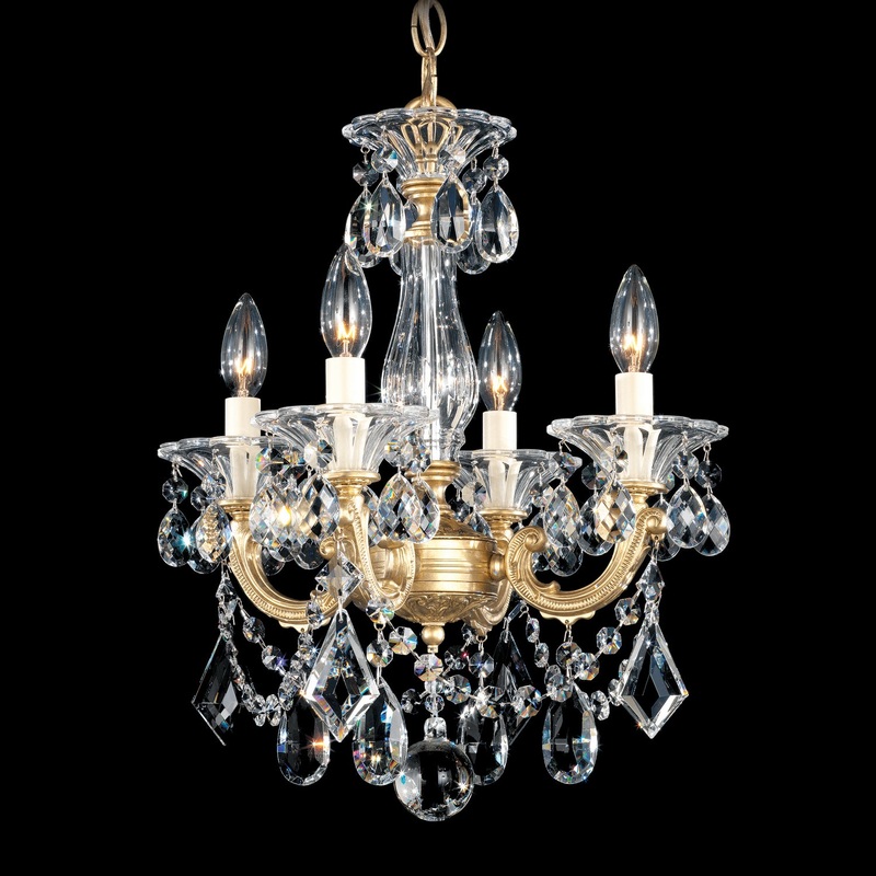La Scala Four Light Chandelier in Heirloom Gold