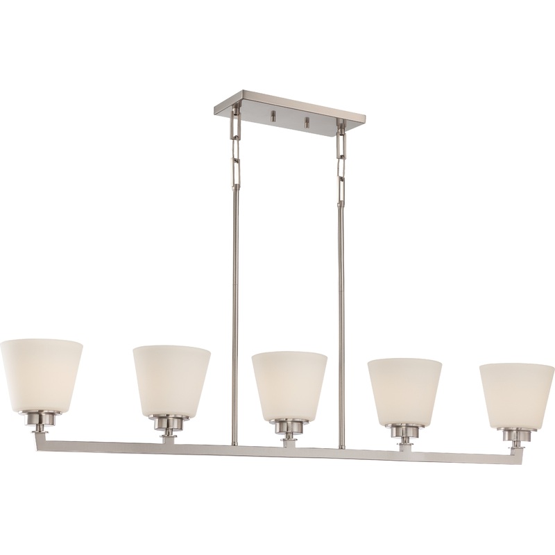 Mobili Five Light Island Pendant in Brushed Nickel