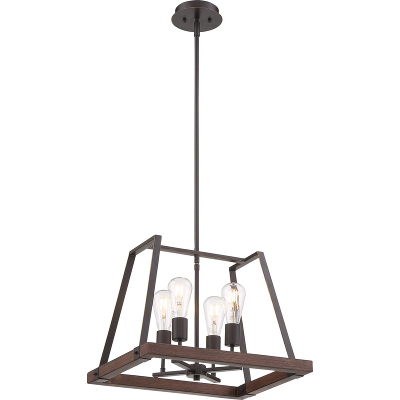 Outrigger Four Light Pendant in Mahogany Bronze / Nutmeg Wood