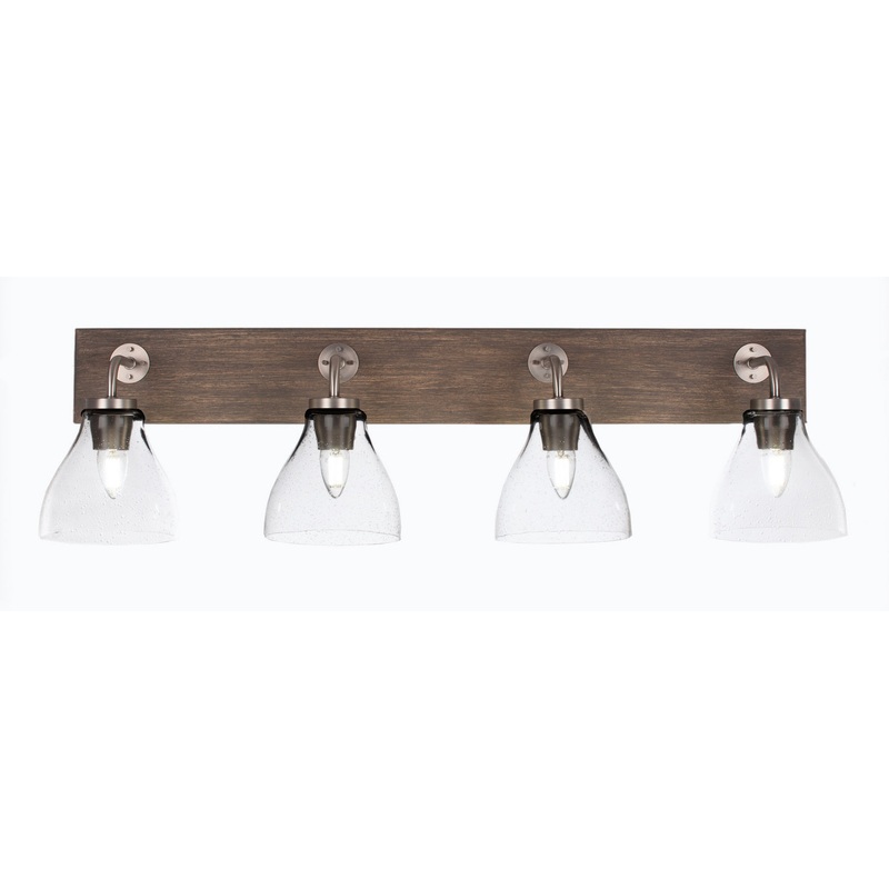 Oxbridge Four Light Bathroom Lighting in Graphite & Painted Distressed Wood-look Metal