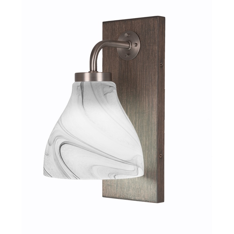 Oxbridge One Light Wall Sconce in Graphite & Painted Distressed Wood-look Metal