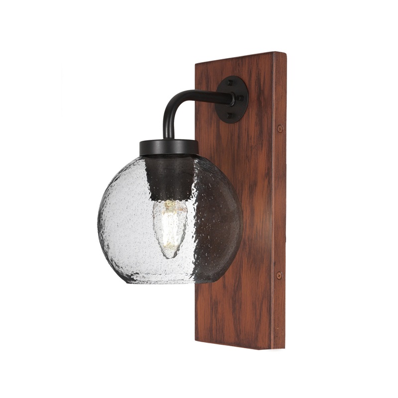 Oxbridge One Light Wall Sconce in Matte Black & Painted Wood-look Metal
