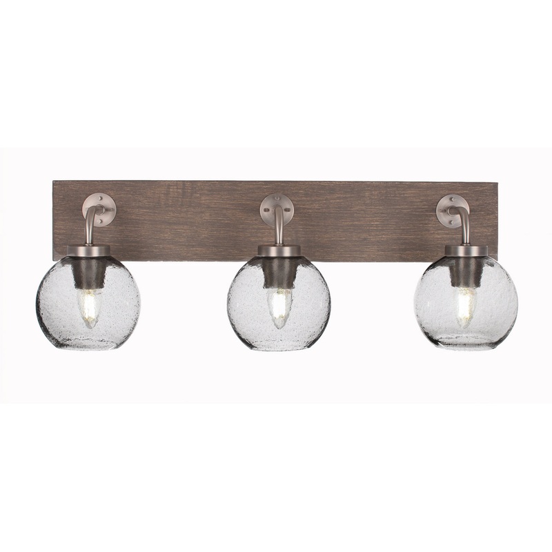 Oxbridge Three Light Bathroom Lighting in Graphite & Painted Distressed Wood-look Metal