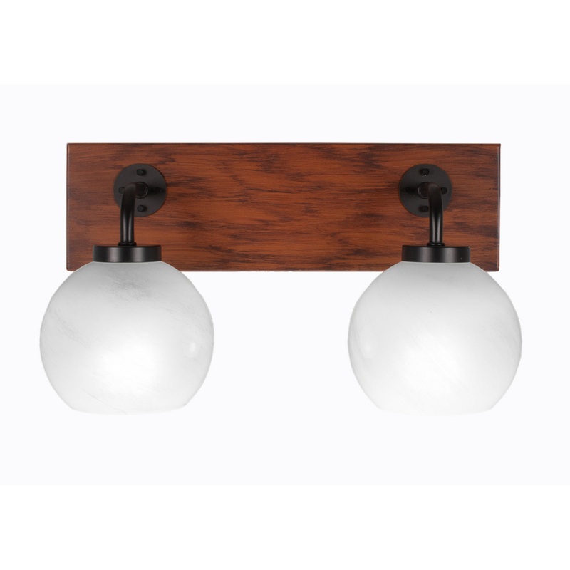 Oxbridge Two Light Bathroom Lighting in Matte Black & Painted Wood-look Metal