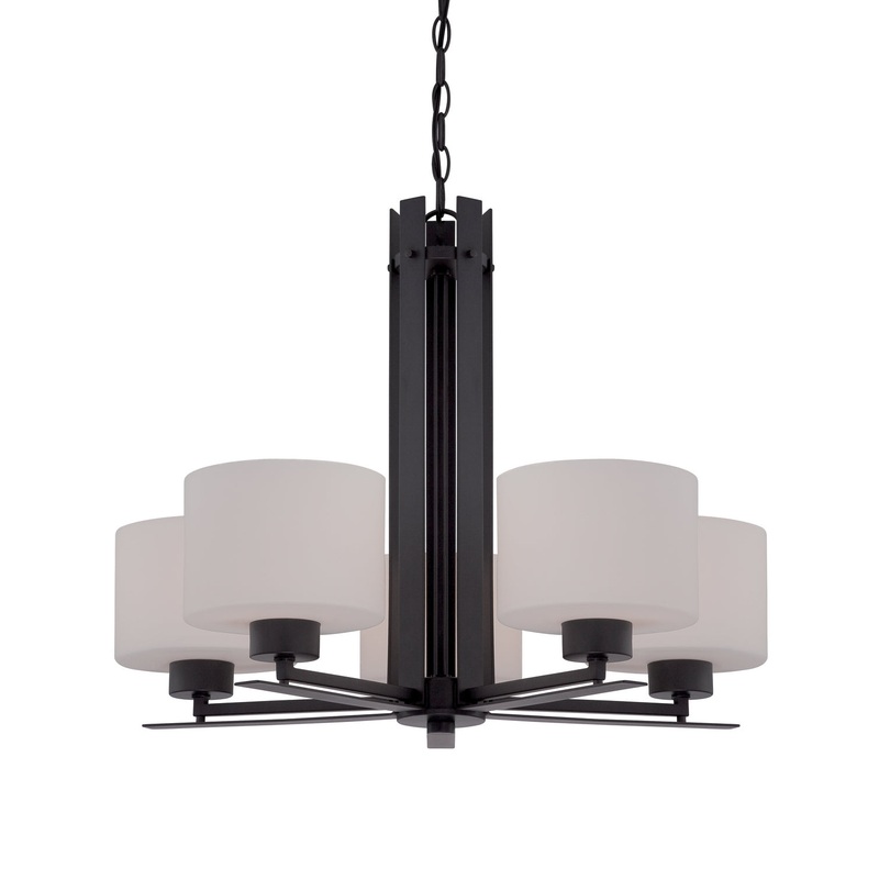 Parallel Five Light Chandelier in Aged Bronze