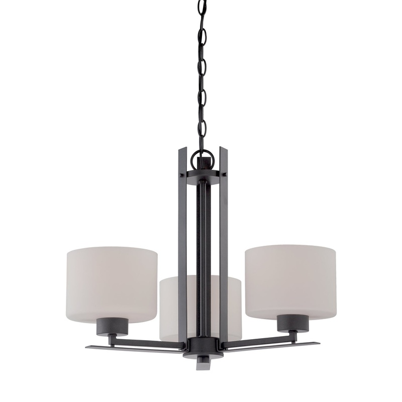 Parallel Three Light Chandelier in Aged Bronze