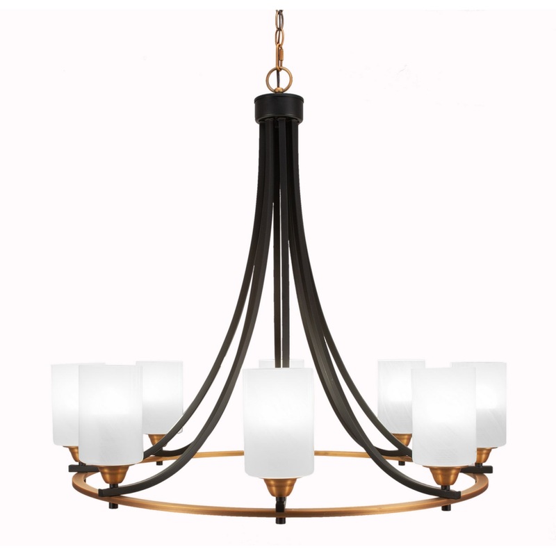 Paramount Eight Light Chandelier in Matte Black & Brass