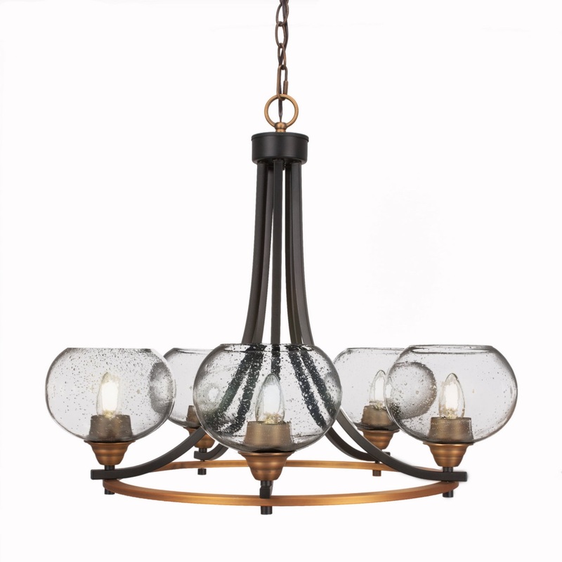 Paramount Five Light Chandelier in Matte Black & Brass