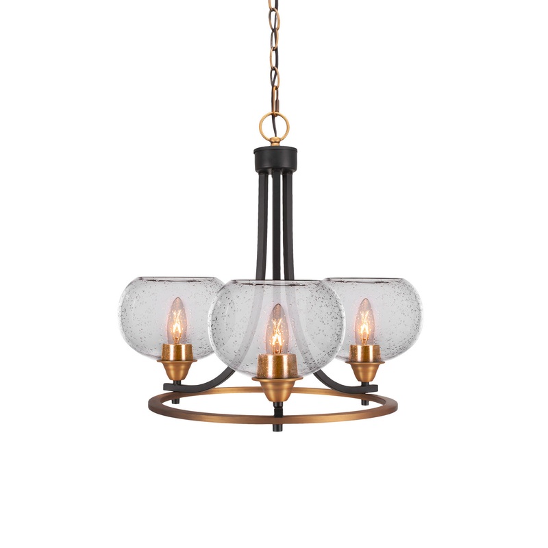 Paramount Three Light Chandelier in Matte Black & Brass