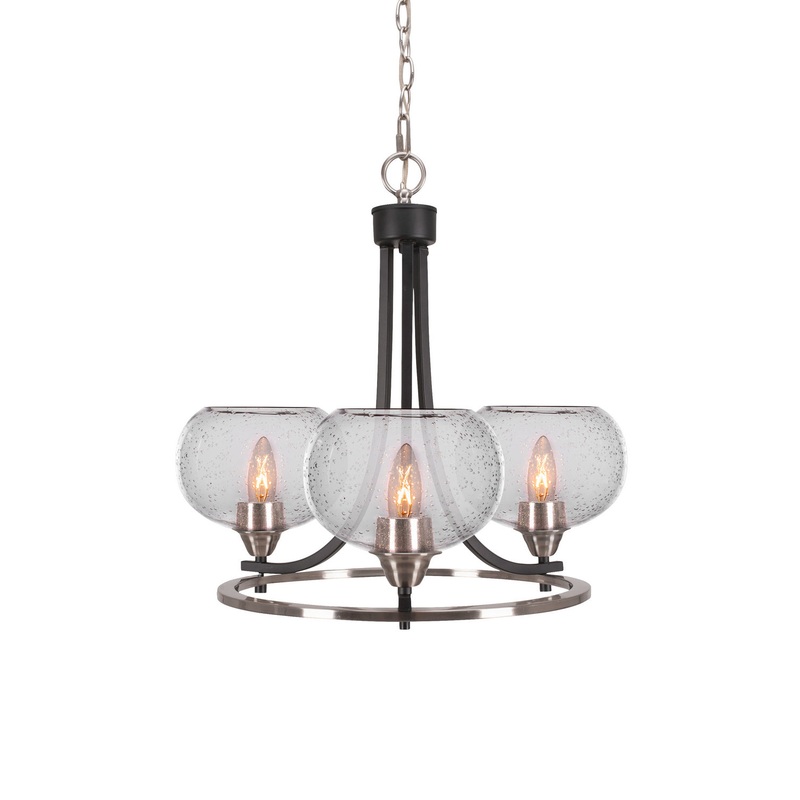 Paramount Three Light Chandelier in Matte Black & Brushed Nickel