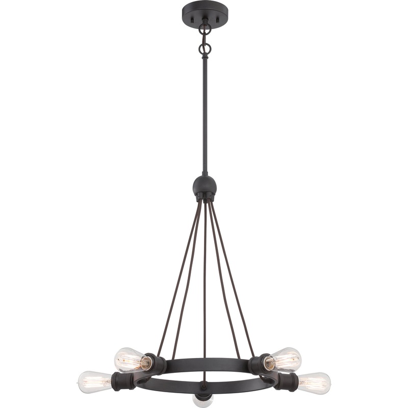 Paxton Five Light Chandelier in Aged Bronze