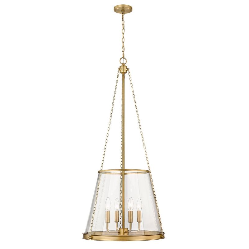 Prescott Four Light Pendant in Rubbed Brass