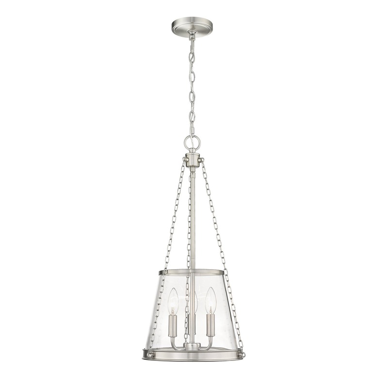 Prescott Three Light Pendant in Brushed Nickel